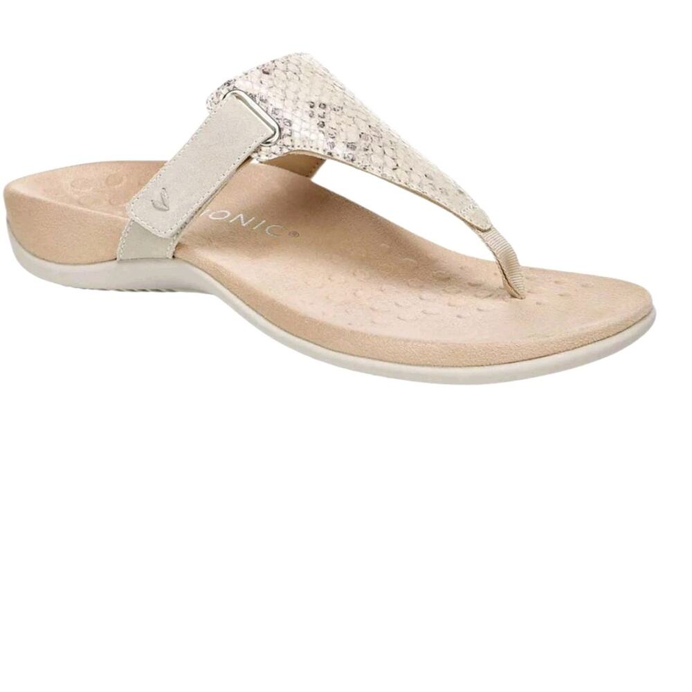 VIONIC‎ Women's Wanda Embossed Snake Skin Leather T Strap Thongs Sandals Size 7